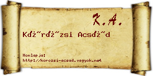 Körözsi Acsád névjegykártya